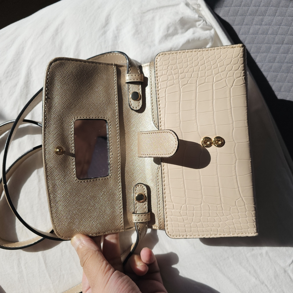 Calvin Klein Beige Floral Appliqué Crossbody Bag - Picture 3 of 3